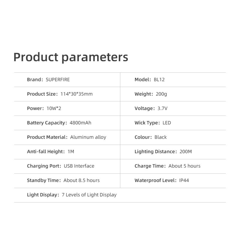 SUPERFIRE BL12 1300LM Fietskoplamp USB Oplaadbaar 4800mAh LED-koplamp Fietslamp Fietsen