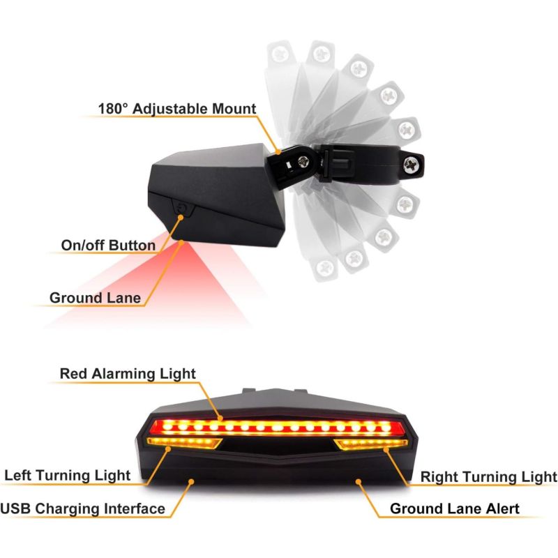 Verbeter je Fietsveiligheid: Ampulla C1 Oplaadbaar Fietsachterlicht met Richtingaanwijzers, Afstandsbediening & Grondbaanprojector