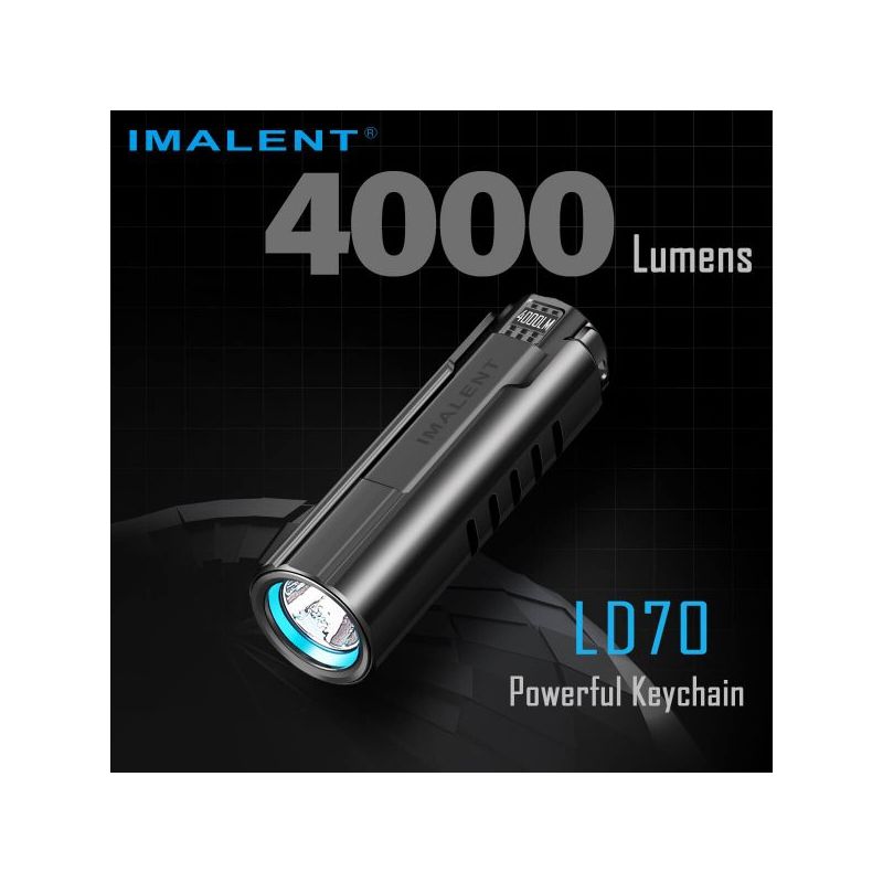 IMALENT LD70 LED-zaklamp 4000 lumen compacte draagbare verlichting met ingebouwd OLED-display voor avonturiers