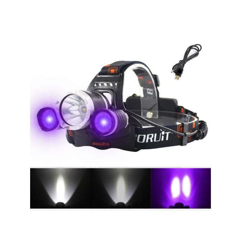 Boruit RJ-3000 LED-koplamp 1000 lumen T6 wit licht waterbestendig avontuurlijke uitrusting jachtkoplamp