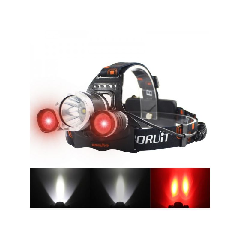 Boruit RJ-3000 LED-koplamp 1000 lumen T6 wit licht waterbestendig avontuurlijke uitrusting jachtkoplamp
