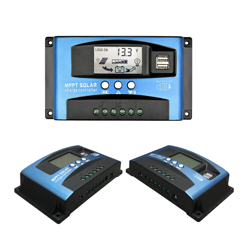 MPPT Solar Laadregelaar 30A 100A met LCD-scherm Dual USB Automatische MPPT-tracking voor Zonne-energiebeheer