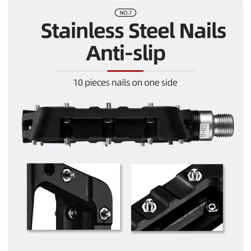 ROCKBROS Ultralicht Fietspedalen Nylon Fietsonderdelen MTB BMX Weg Antislip Nagels Hoogwaardige Kwaliteit