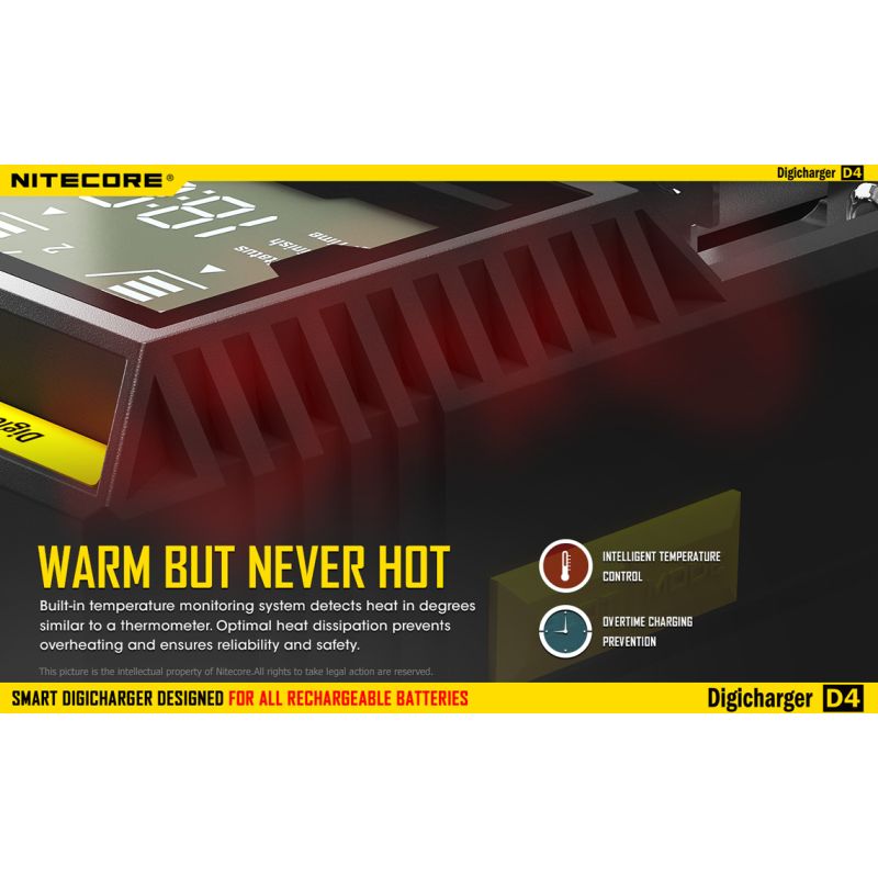 Nitecore D4 Digicharger veelzijdige intelligente oplader met LCD scherm voor Li-ion 18650 en Ni-MH batterijen
