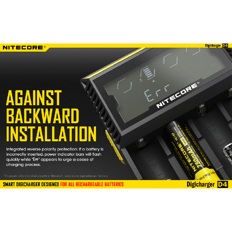 Nitecore D4 Digicharger veelzijdige intelligente oplader met LCD scherm voor Li-ion 18650 en Ni-MH batterijen