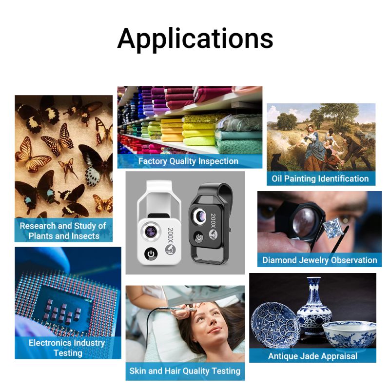 APEXEL 200X vergroting microscooplens voor mobiele fotografie iPhone Samsung hoge definitie beeldkwaliteit