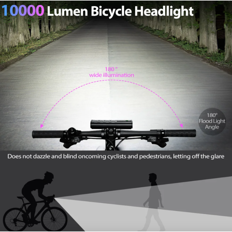 NITEBEAM Fietslamp 10000 Lumen Ultra Helder USB Opladen Voorlamp Aluminium Behuizing MTB Racefiets Veiligheid