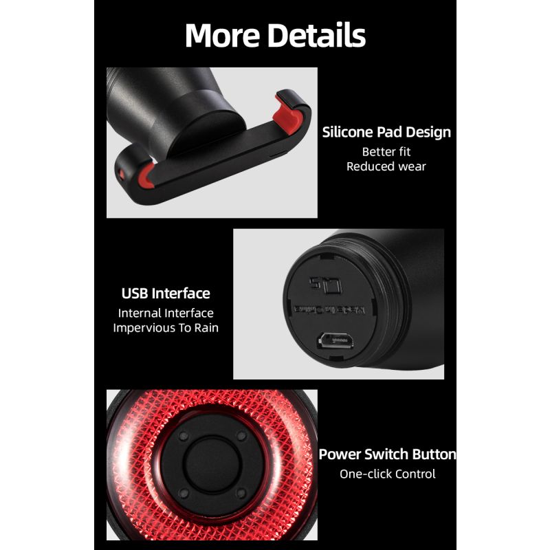 ROCKBROS Q5 Fiets Smart Light met Automatische Remdetectie IPx6 Waterdicht Veiligheid Voor Fietsers