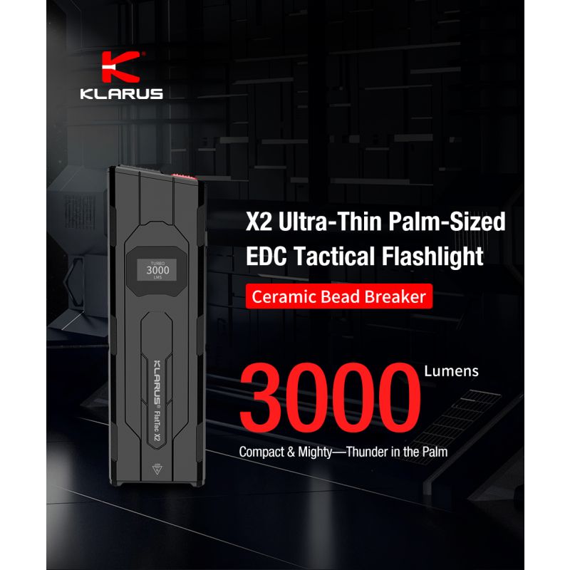 Klarus X2 Ultracompacte EDC zaklamp, 3000 lumen, USB-C oplaadbaar, handpalmformaat, krachtig, superhelder!