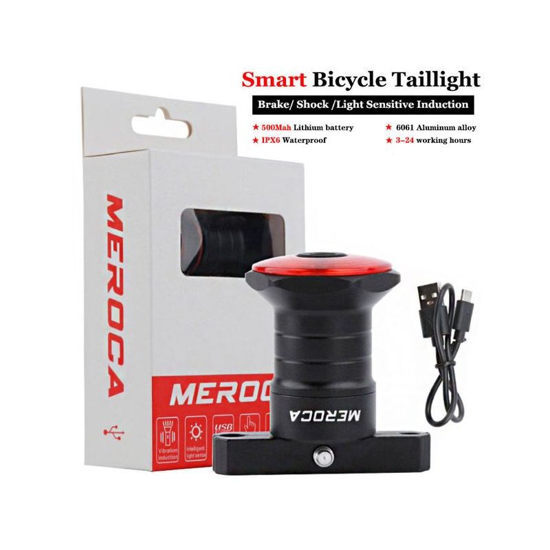 Slimme Fiets Achterlicht met Auto Inductie Remmen LED Verlichting IPX6 Waterdicht USB Opladen Veiligheidslicht