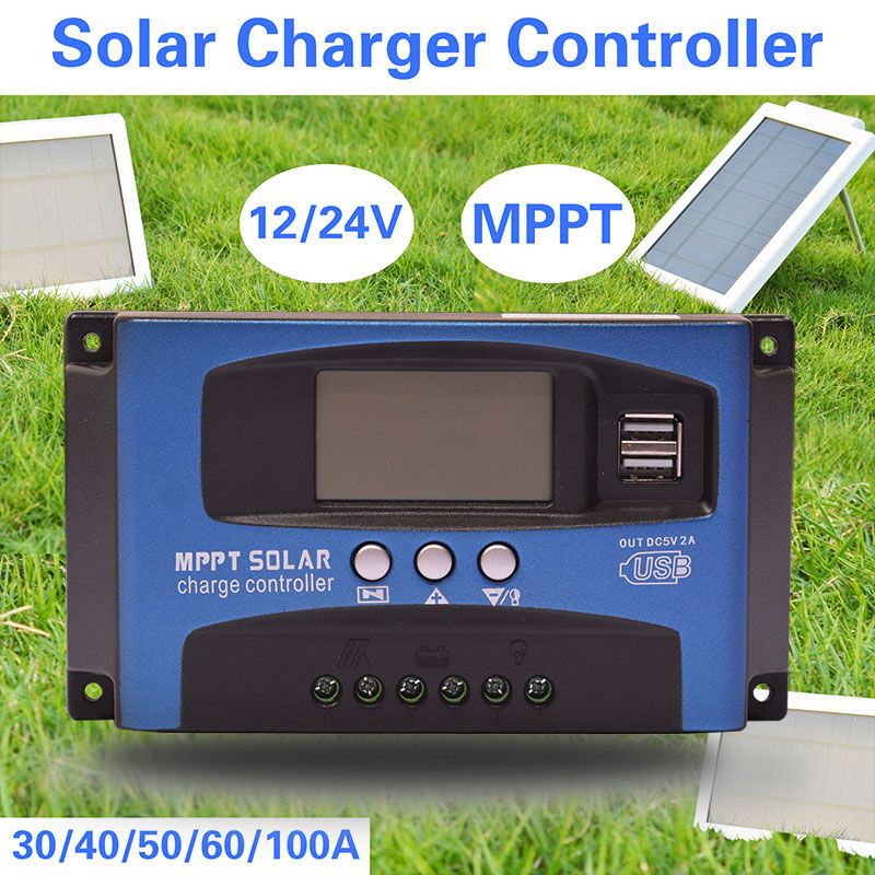 MPPT Solar Laadregelaar 30A 100A met LCD-scherm Dual USB Automatische MPPT-tracking voor Zonne-energiebeheer