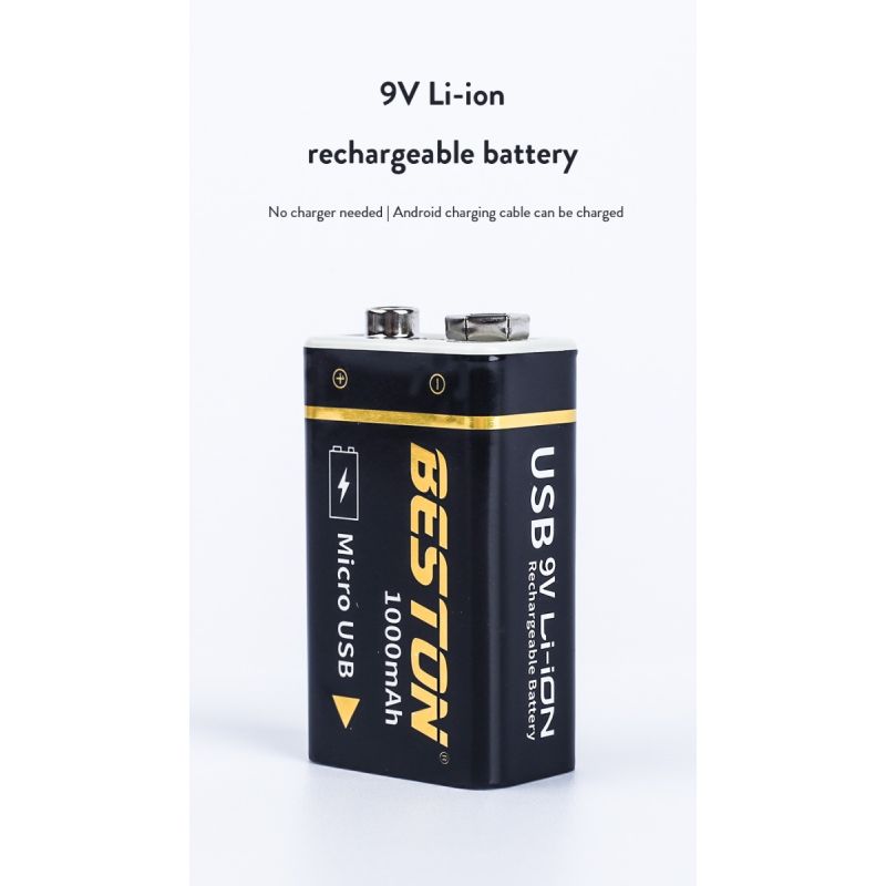 Beston 9V 1000mAh micro USB oplaadbare batterij voor RC helikopters milieuvriendelijke li-ion batterij