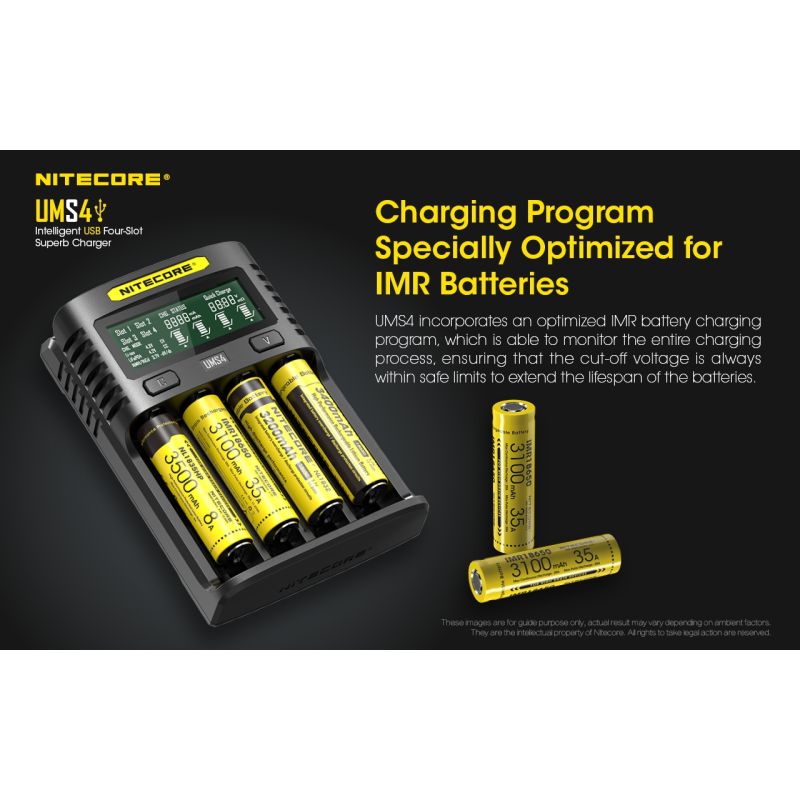 Nitecore UMS4 intelligente USB-oplader vier-slot voor 18650 21700 batterijen snelle en efficiënte oplaadoplossing