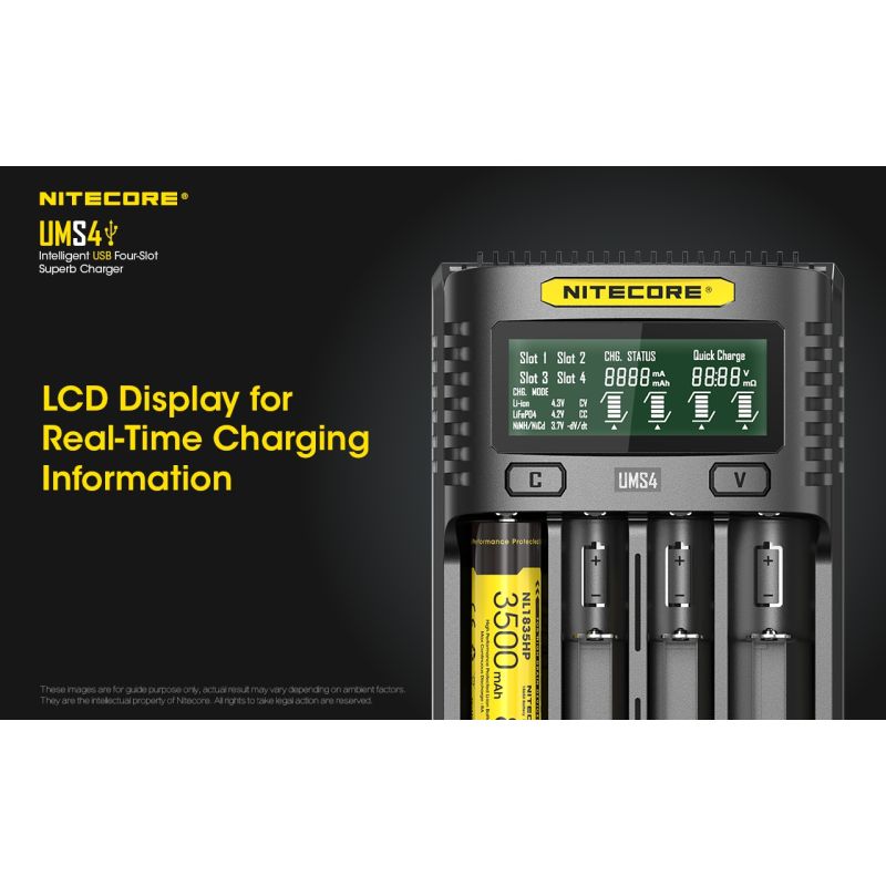 Nitecore UMS4 intelligente USB-oplader vier-slot voor 18650 21700 batterijen snelle en efficiënte oplaadoplossing