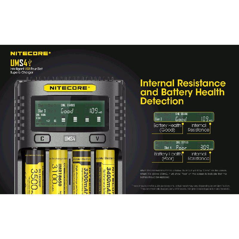 Nitecore UMS4 intelligente USB-oplader vier-slot voor 18650 21700 batterijen snelle en efficiënte oplaadoplossing