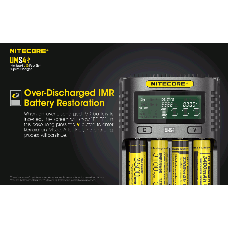 Nitecore UMS4 intelligente USB-oplader vier-slot voor 18650 21700 batterijen snelle en efficiënte oplaadoplossing