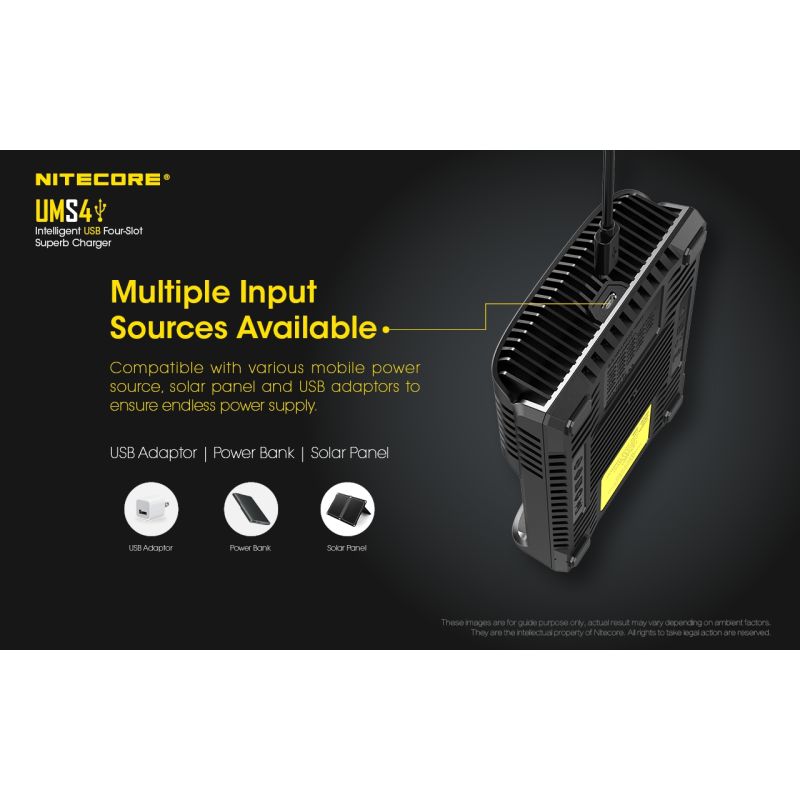 Nitecore UMS4 intelligente USB-oplader vier-slot voor 18650 21700 batterijen snelle en efficiënte oplaadoplossing