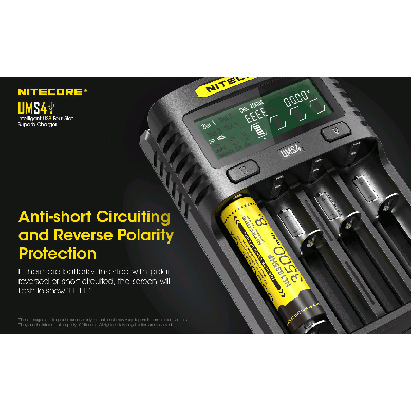 Nitecore UMS4 intelligente USB-oplader vier-slot voor 18650 21700 batterijen snelle en efficiënte oplaadoplossing