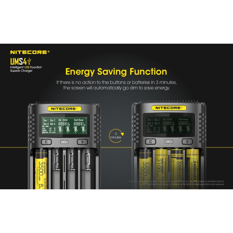 Nitecore UMS4 intelligente USB-oplader vier-slot voor 18650 21700 batterijen snelle en efficiënte oplaadoplossing