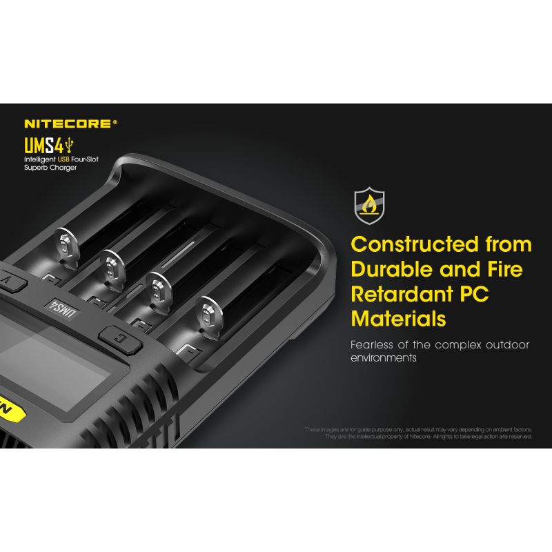Nitecore UMS4 intelligente USB-oplader vier-slot voor 18650 21700 batterijen snelle en efficiënte oplaadoplossing
