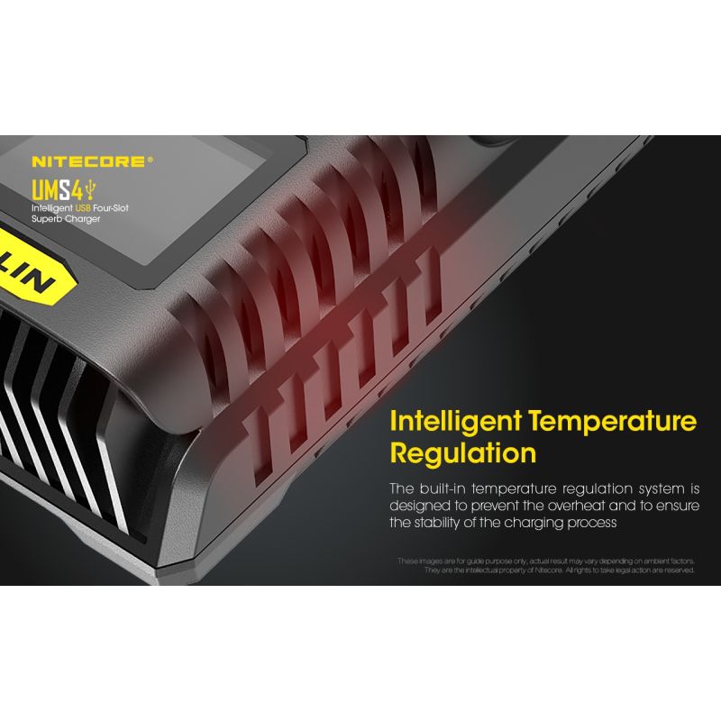 Nitecore UMS4 intelligente USB-oplader vier-slot voor 18650 21700 batterijen snelle en efficiënte oplaadoplossing