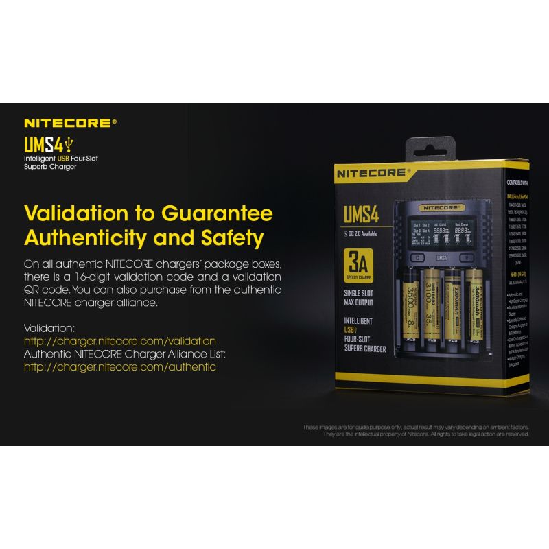 Nitecore UMS4 intelligente USB-oplader vier-slot voor 18650 21700 batterijen snelle en efficiënte oplaadoplossing