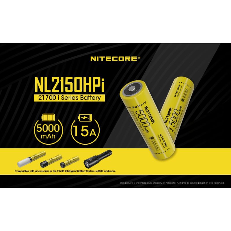 Nitecore NL2150HPi 5000mAh 3.6V 18Wh 21700 Li-ion batterij hoge prestaties voor zaklamp en vape apparaten