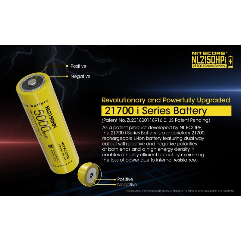 Nitecore NL2150HPi 5000mAh 3.6V 18Wh 21700 Li-ion batterij hoge prestaties voor zaklamp en vape apparaten