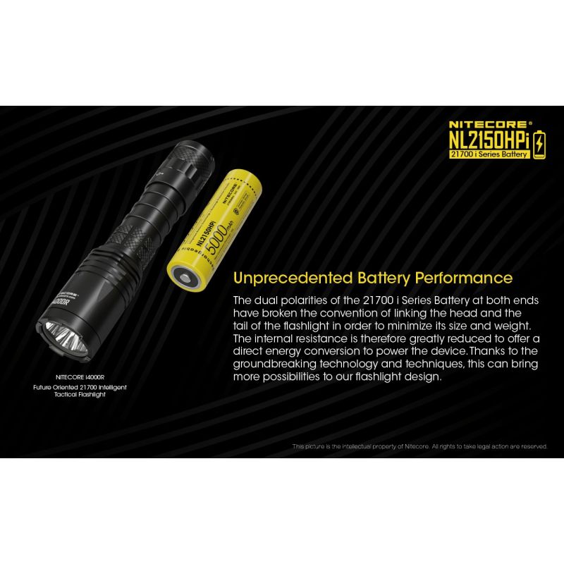 Nitecore NL2150HPi 5000mAh 3.6V 18Wh 21700 Li-ion batterij hoge prestaties voor zaklamp en vape apparaten