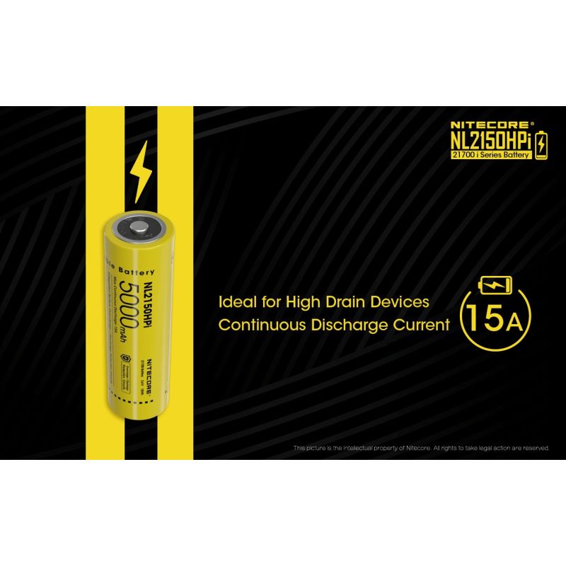 Nitecore NL2150HPi 5000mAh 3.6V 18Wh 21700 Li-ion batterij hoge prestaties voor zaklamp en vape apparaten
