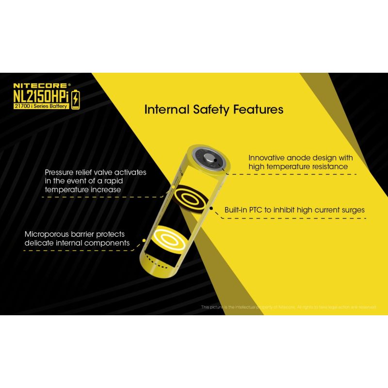 Nitecore NL2150HPi 5000mAh 3.6V 18Wh 21700 Li-ion batterij hoge prestaties voor zaklamp en vape apparaten