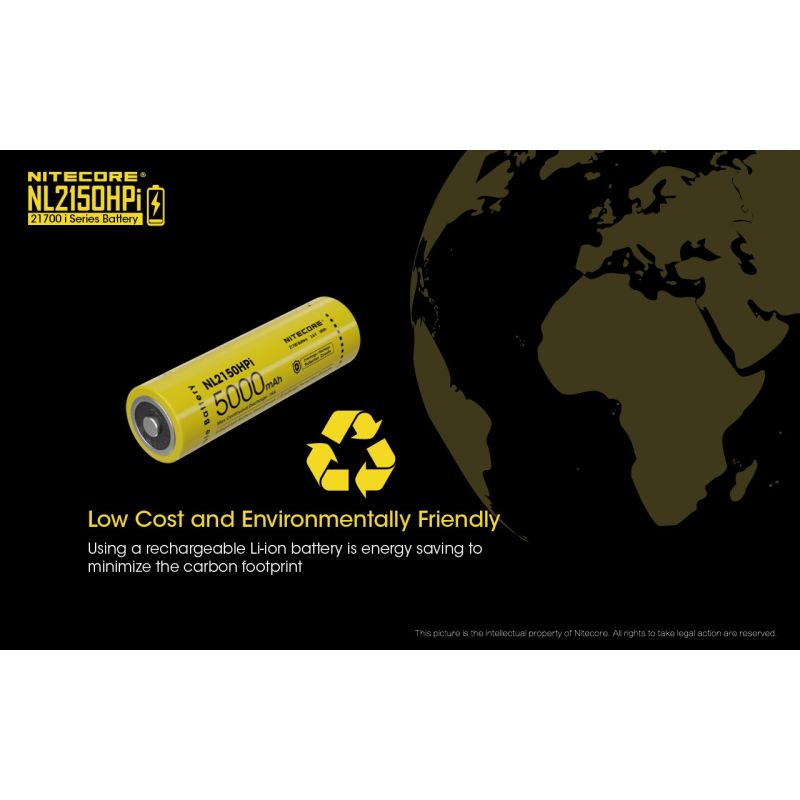 Nitecore NL2150HPi 5000mAh 3.6V 18Wh 21700 Li-ion batterij hoge prestaties voor zaklamp en vape apparaten