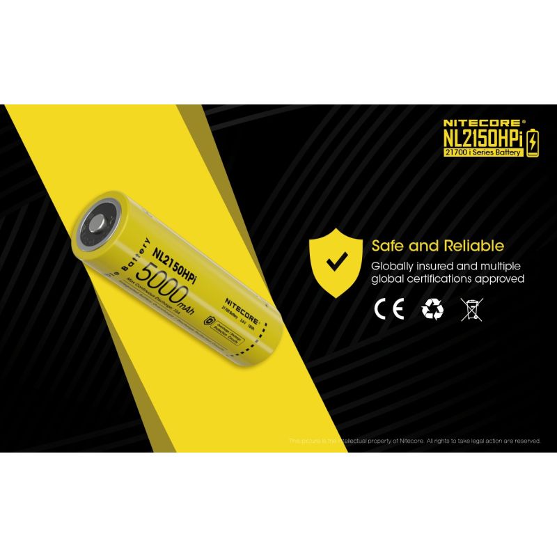 Nitecore NL2150HPi 5000mAh 3.6V 18Wh 21700 Li-ion batterij hoge prestaties voor zaklamp en vape apparaten
