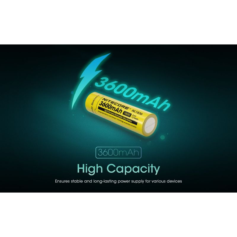 Nitecore 18650 NL1836 3600mAh Li-ion Oplaadbare Batterij: Krachtige Accu voor Zaklampen!