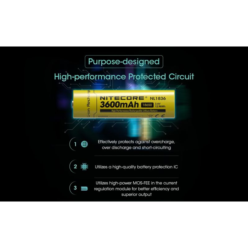 Nitecore 18650 NL1836 3600mAh Li-ion Oplaadbare Batterij: Krachtige Accu voor Zaklampen!