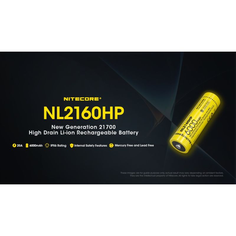 NITECORE NL2160HP 21700 Li-ion batterij 6000mAh USB-C compact lichtgewicht draagbare energiebron voor onderweg