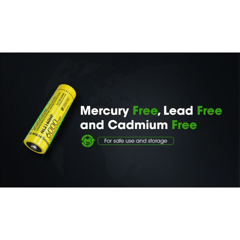 NITECORE NL2160HP 21700 Li-ion batterij 6000mAh USB-C compact lichtgewicht draagbare energiebron voor onderweg