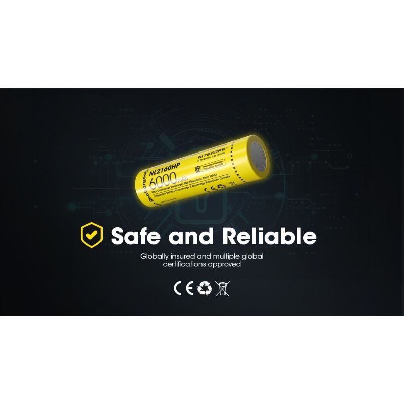 NITECORE NL2160HP 21700 Li-ion batterij 6000mAh USB-C compact lichtgewicht draagbare energiebron voor onderweg