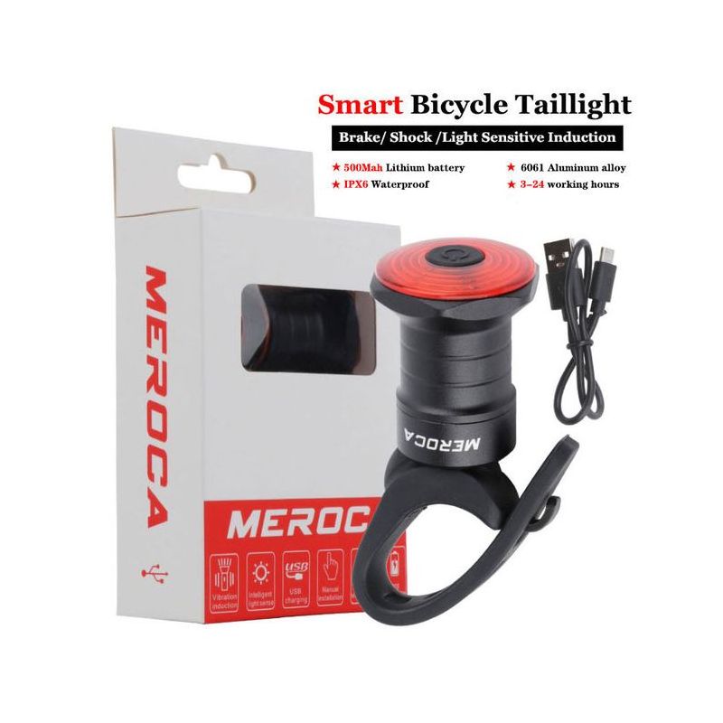 Slimme Fiets Achterlicht met Auto Inductie Remmen LED Verlichting IPX6 Waterdicht USB Opladen Veiligheidslicht