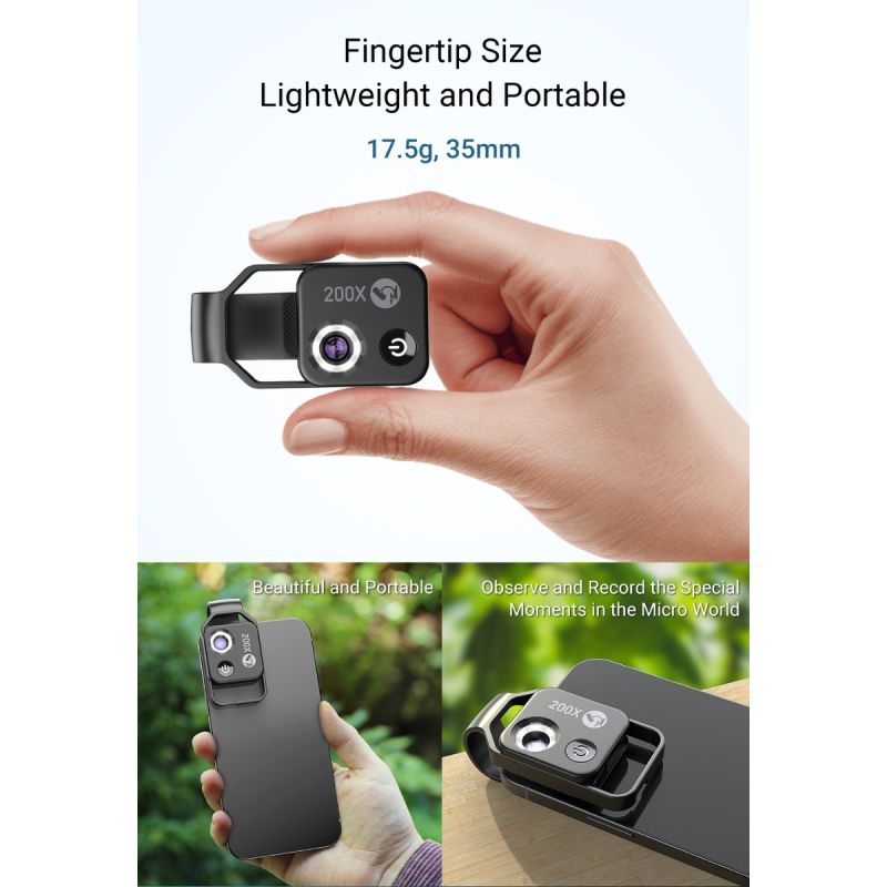 APEXEL 200X vergroting microscooplens voor mobiele fotografie iPhone Samsung hoge definitie beeldkwaliteit