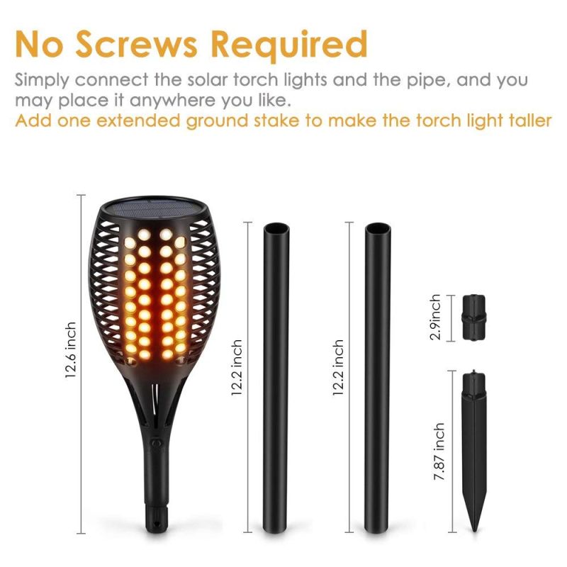Geüpgrade zonne-energie fakkels waterdicht realistisch vlam effect automatisch aan/uit patioverlichting tuin