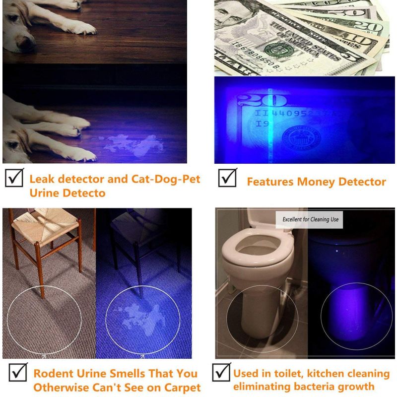 UltraFire WF-502B.2 krachtige UV-zaklamp voor huisdierenurine detectie en doe-het-zelf inspectie draagbaar en duurzaam