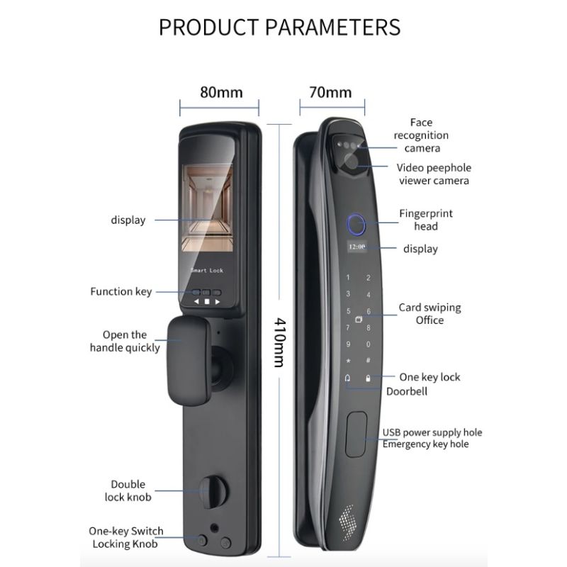 3D Gezichtsslim Deurslot Monitor met Geavanceerde Beveiligingstechnologie Zes Ontgrendelingsmethoden