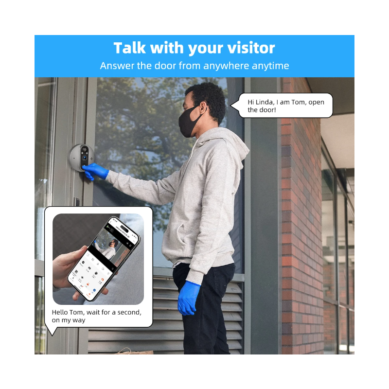 Tuya Smart 1080P WiFi Kijkgaatje Videocamera met PIR Bewegingsmelder en 120 graden kijkhoek voor Huisbeveiliging