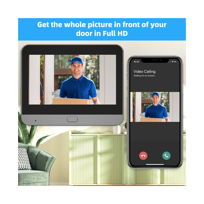Tuya Smart 1080P WiFi Kijkgaatje Videocamera met PIR Bewegingsmelder en 120 graden kijkhoek voor Huisbeveiliging