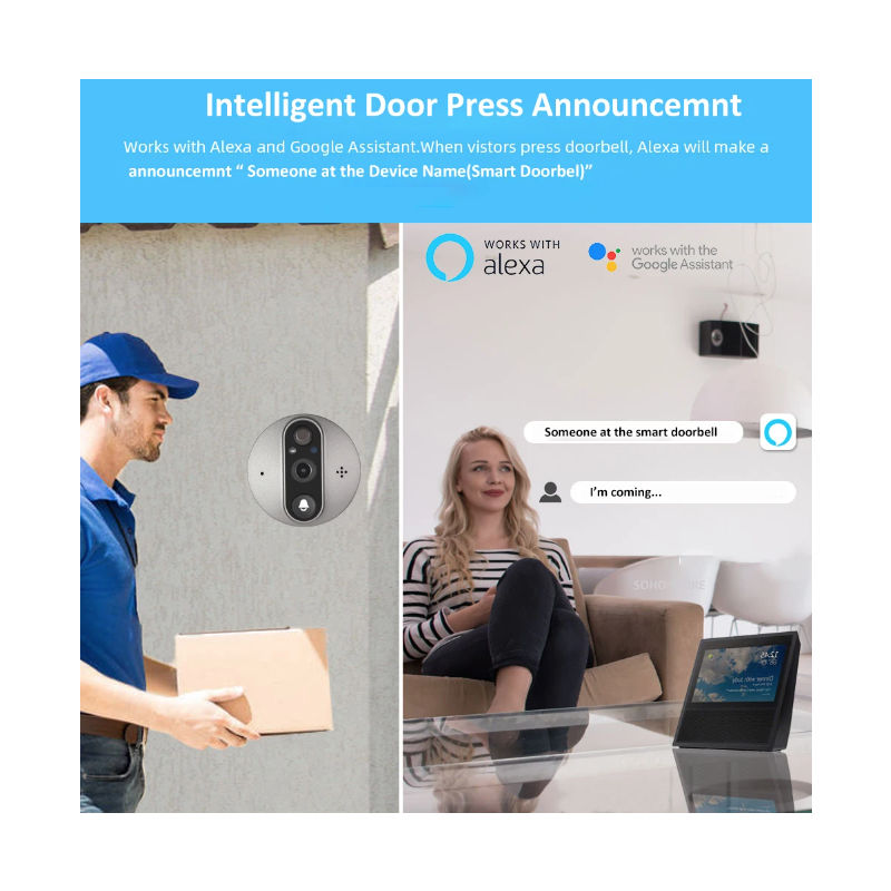 Tuya Smart 1080P WiFi Kijkgaatje Videocamera met PIR Bewegingsmelder en 120 graden kijkhoek voor Huisbeveiliging