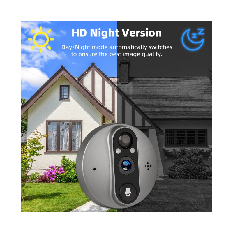 Tuya Smart 1080P WiFi Kijkgaatje Videocamera met PIR Bewegingsmelder en 120 graden kijkhoek voor Huisbeveiliging