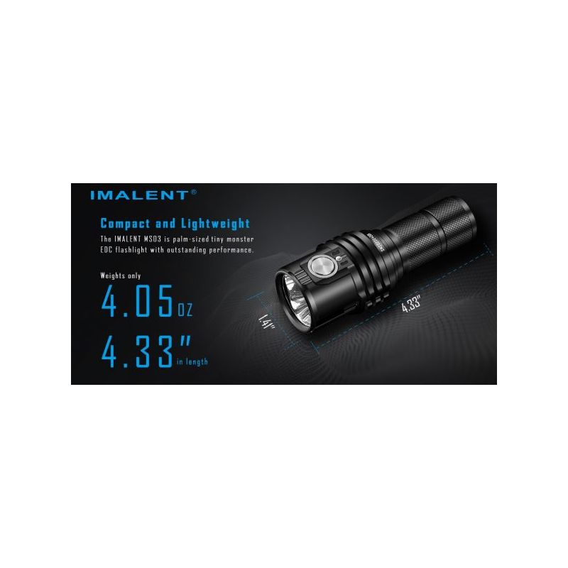 IMALENT MS03 compacte zaklamp 13000 lumen XHP70 324 meter straalafstand duurzame EDC met 21700 batterij