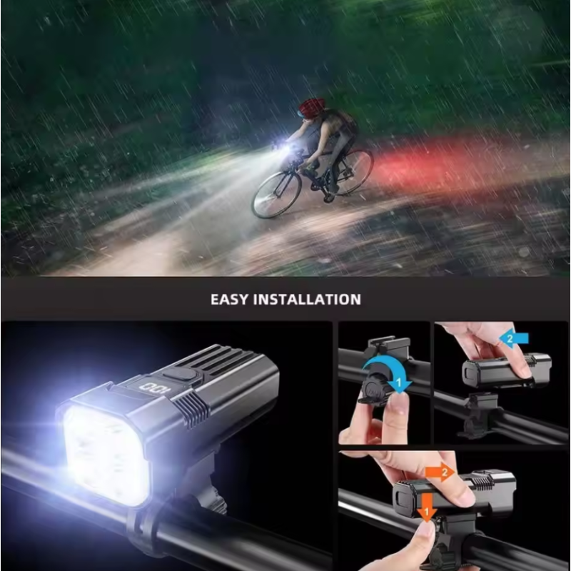 USB-C Oplaadbare LED Fietslamp 1200 Lumen Fietskoplamp MTB/Racefiets Verlichting