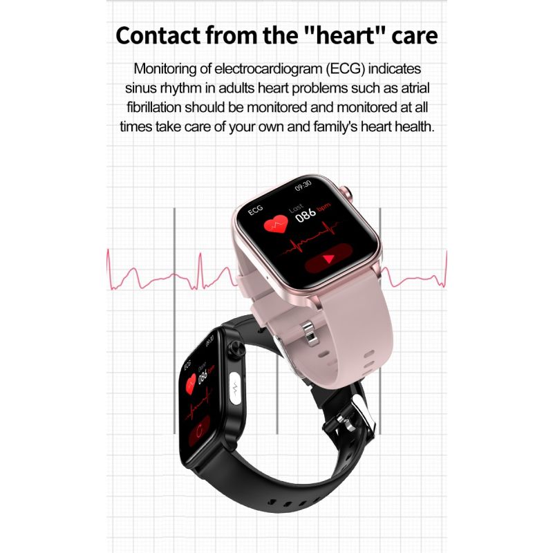 ET570 Smartwatch Bloedglucose ECG Bloeddruk voor Android iOS | H-band Gezondheidspartner IP68